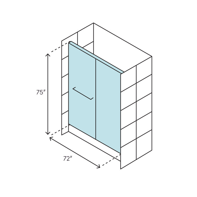 Moselle 75" Frameless Sliding Shower Door with Stainless Steel Hardware