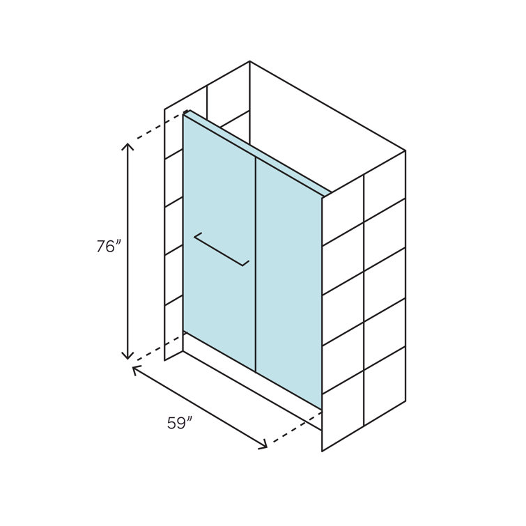 Vinesse 59" x 76" Frameless Chrome Sliding Shower Door