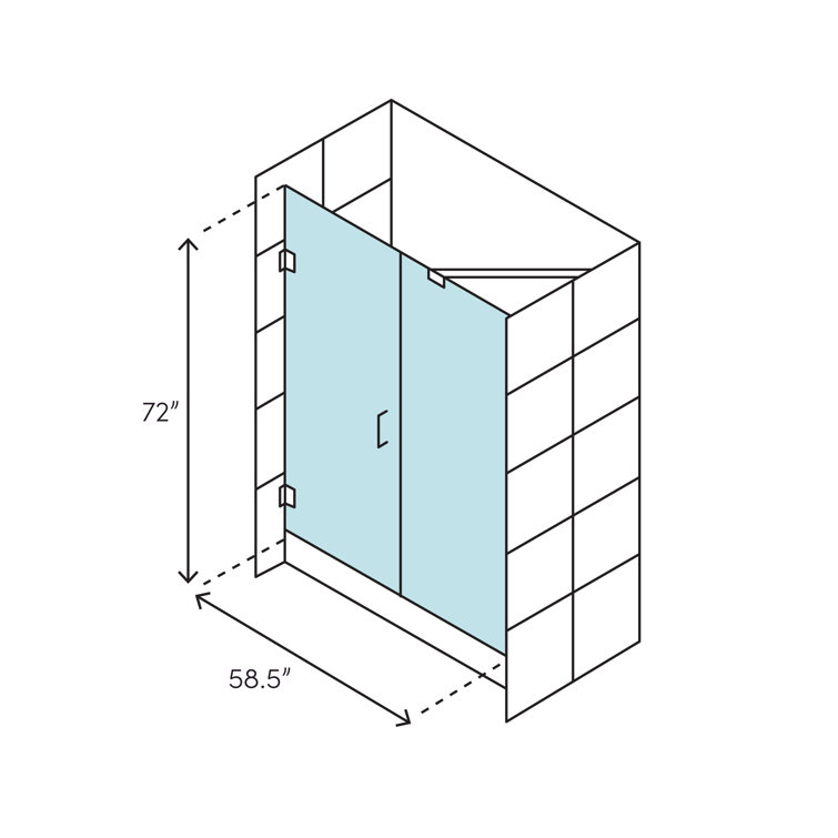Unidoor-X 60" Frameless Clear Glass Hinged Shower Door