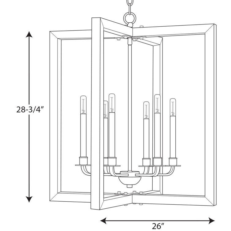 Turnbury Galvanized Steel and Wood 6-Light Chandelier