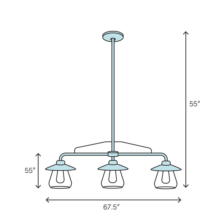 Elegant Bronze and Glass 55" Indoor/Outdoor Island Pendant