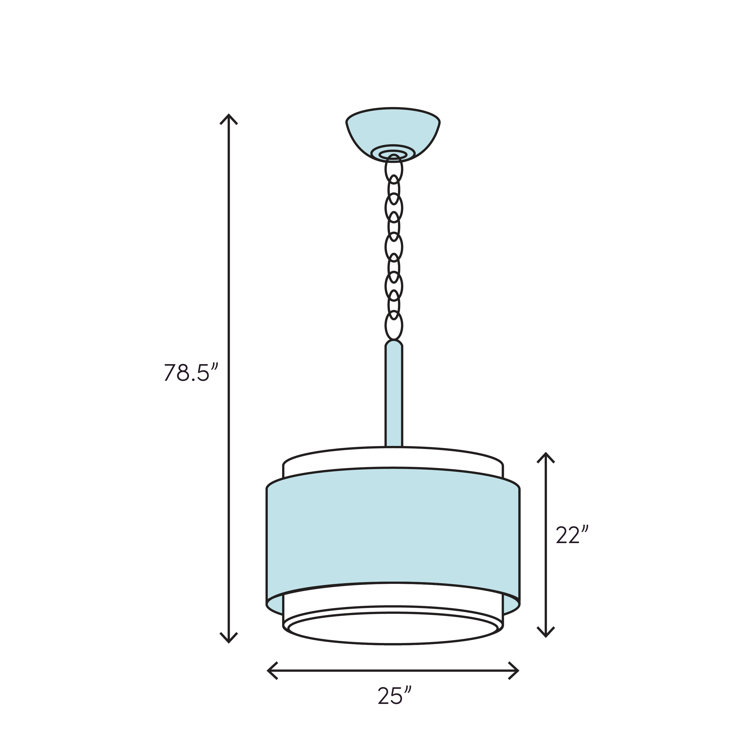 Aged Brass 5-Light Drum Chandelier with Fabric Shade