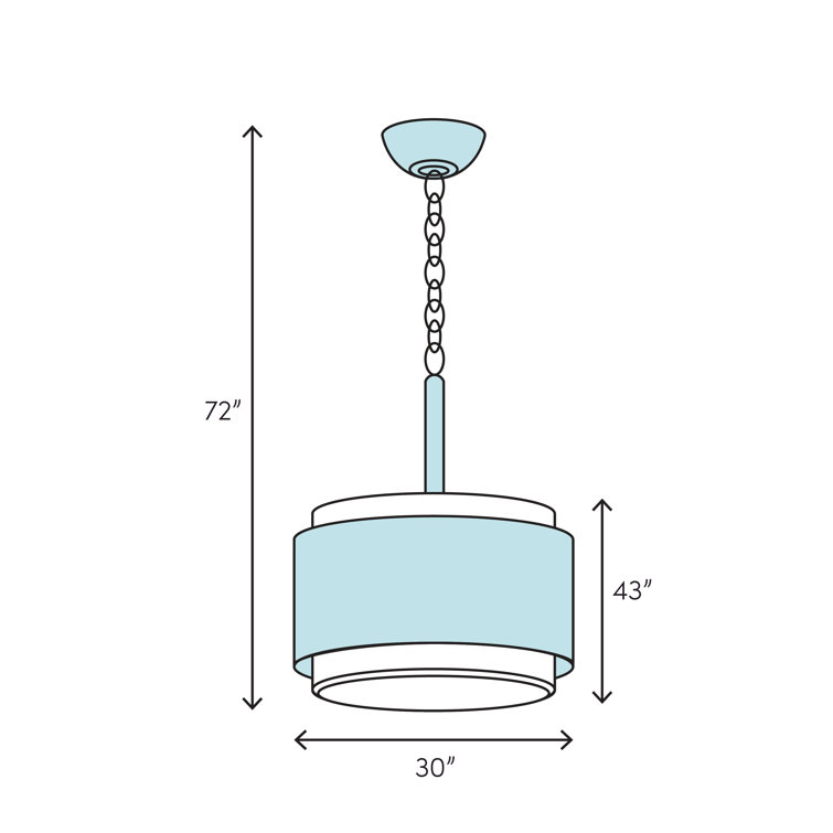 Copper and Glass 4-Light Drum Chandelier