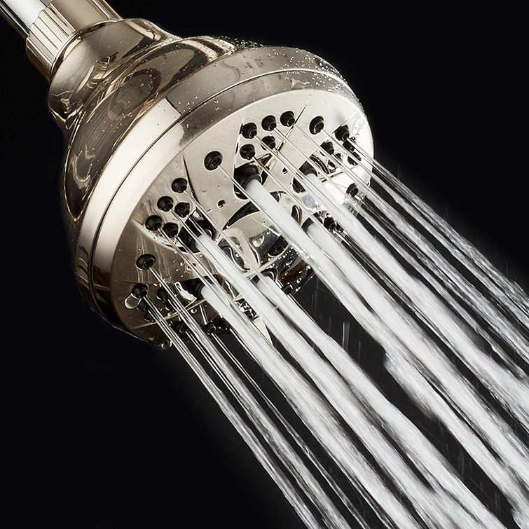 Brushed Nickel Adjustable 6-Setting Wall Mounted Shower Head