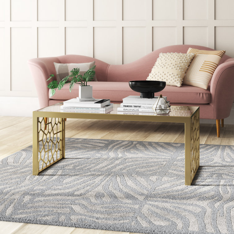Juliette Brass-Finished Metal & Tempered Glass Rectangular Coffee Table