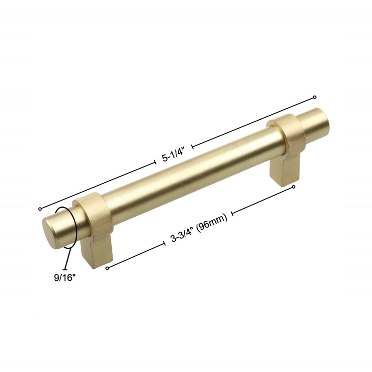 Satin Gold Modern Steel Bar Pull with Mounting Hardware