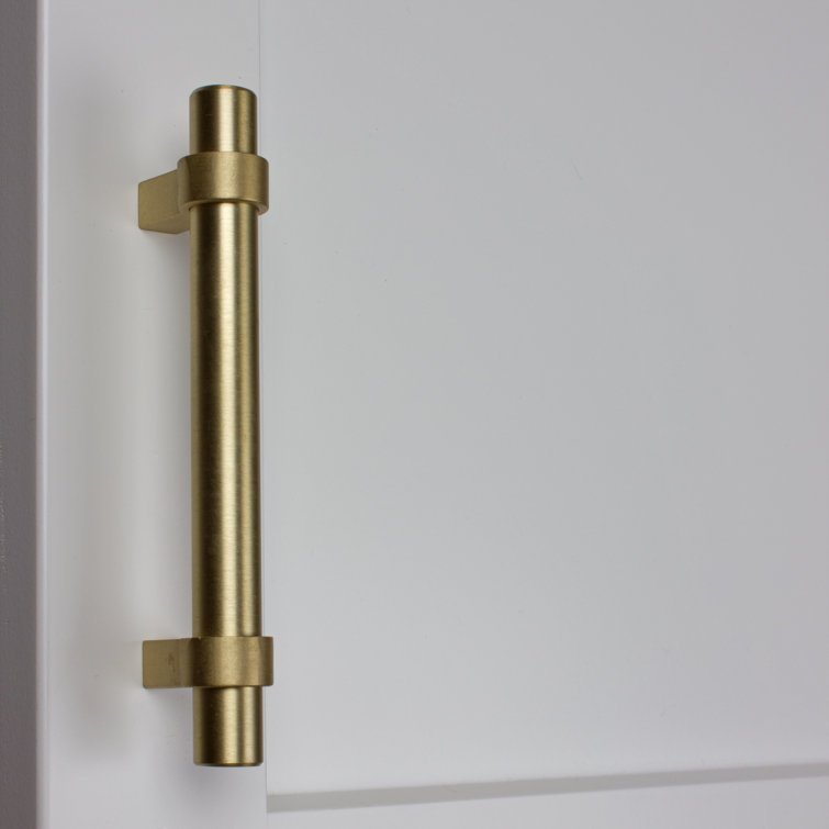 Satin Gold Modern Steel Bar Pull with Mounting Hardware
