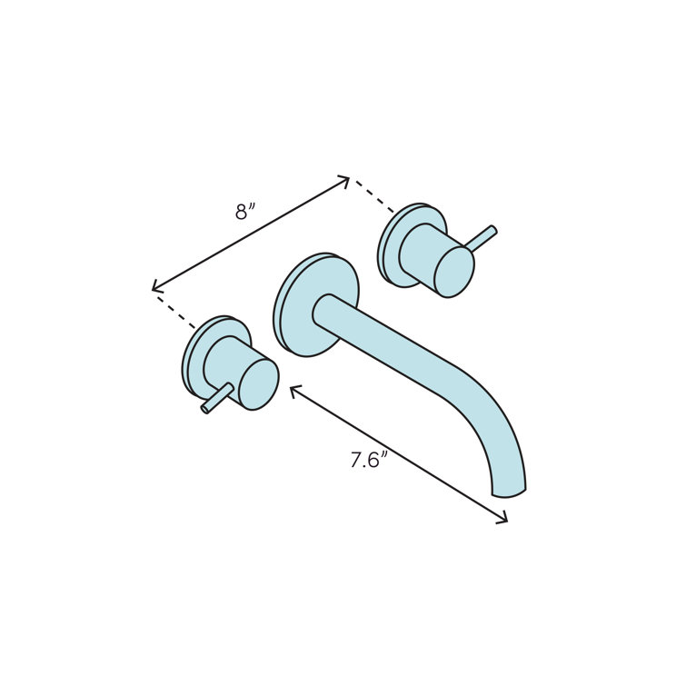 Polished Chrome Two-Handle Wall Mount Bathroom Faucet