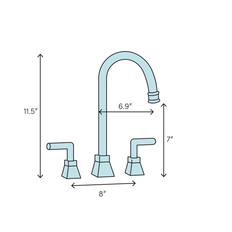 Elegant Polished Nickel 11.5" Modern Widespread Bathroom Faucet