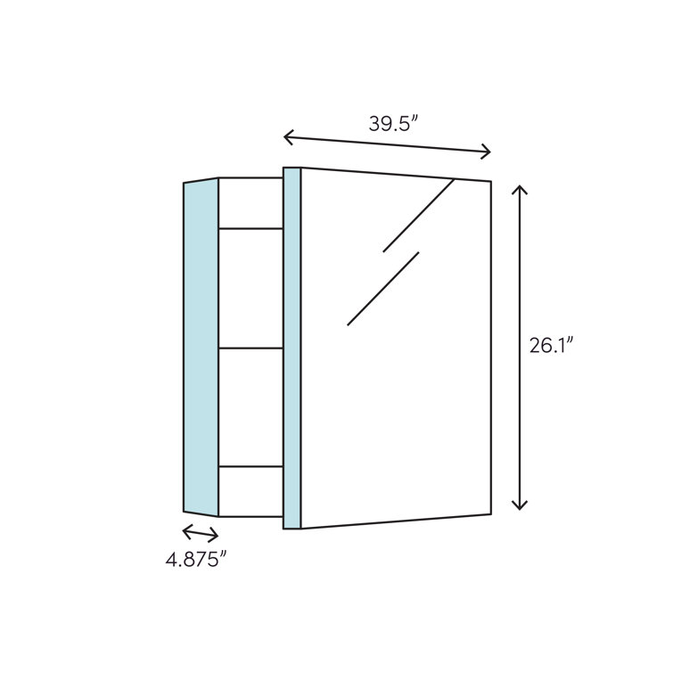 Senza 40" Wide Frameless Bathroom Medicine Cabinet with Mirrors