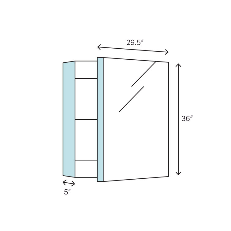 Fresca 36" Frameless Rectangular Bathroom Medicine Cabinet with Mirrors