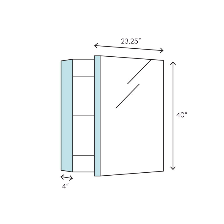 Sleek 40" Rectangular Frameless Medicine Cabinet with LED and Bluetooth
