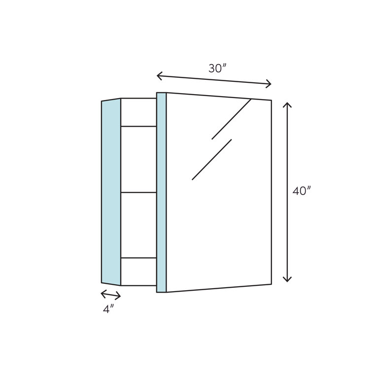 Modern 40'' Frameless Rectangular Medicine Cabinet with LED and Bluetooth