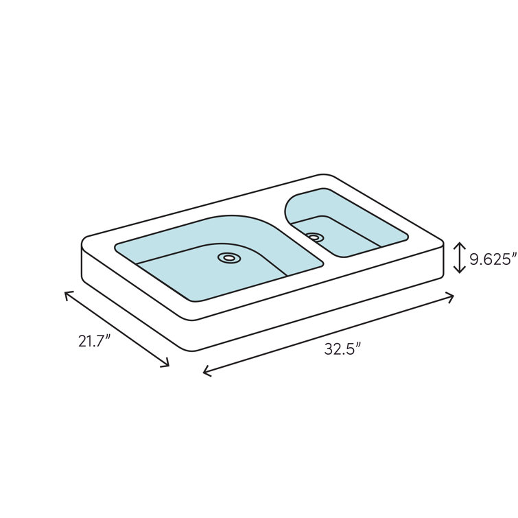 White Cast Iron Double Bowl Undermount Kitchen Sink
