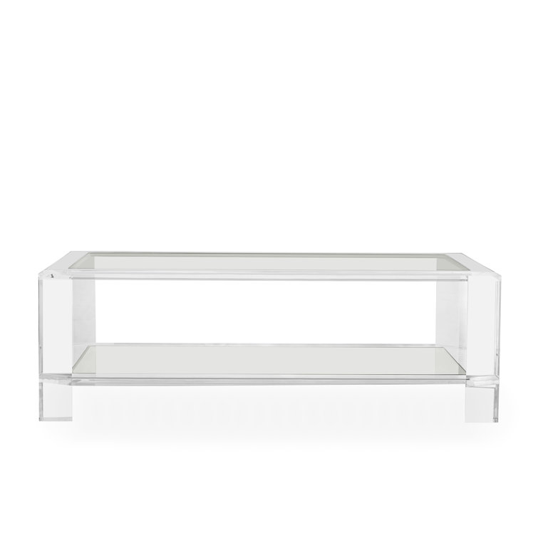 Surrey 52'' Clear Acrylic Rectangular Coffee Table with Storage
