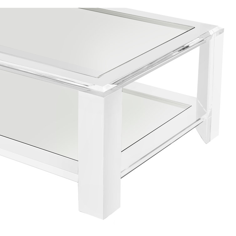 Surrey 52'' Clear Acrylic Rectangular Coffee Table with Storage