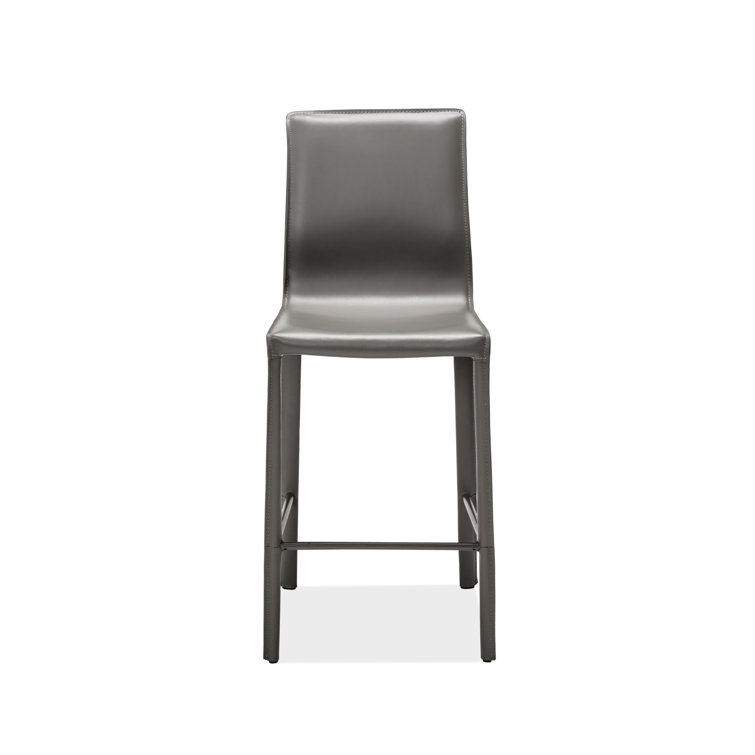 Jada 41'' Gray Leather Upholstered Counter Stool with Metal Frame