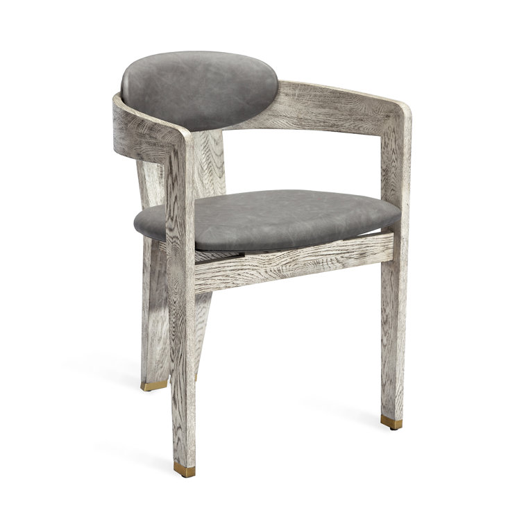 Light Grey Faux Leather Upholstered Arm Chair with Wood Frame