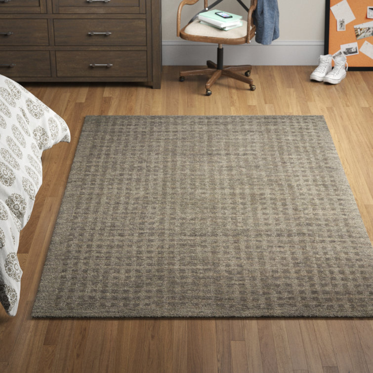 Charcoal Shadowbox 5' x 7' Hand-Woven Wool Area Rug