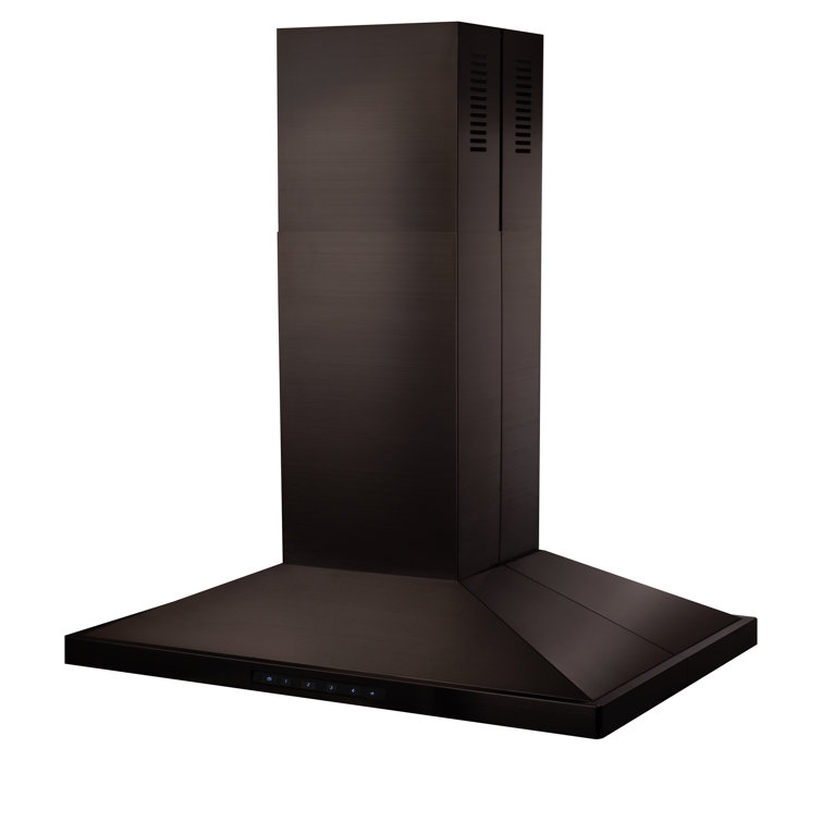 36'' Black Stainless Steel Convertible Island Range Hood