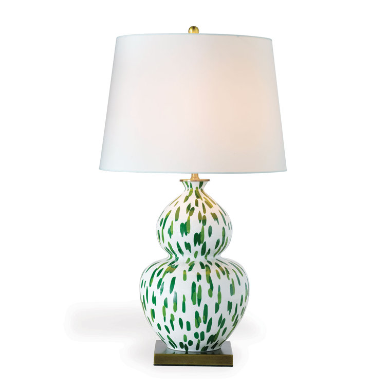 Palm Green and White Porcelain Double Gourd Table Lamp