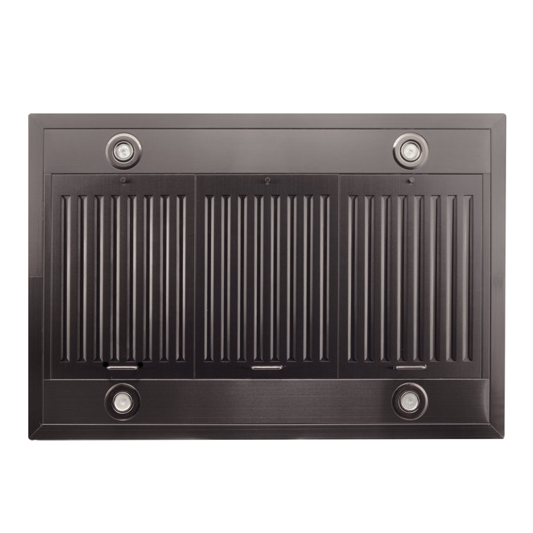 36'' Black Stainless Steel Convertible Island Range Hood
