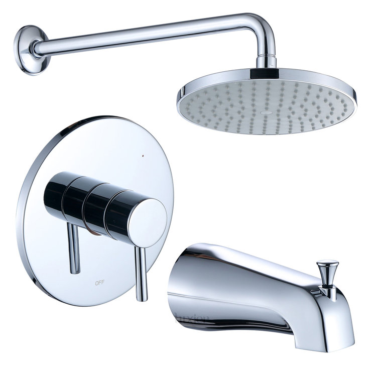 Chrome Rainfall Pressure-Balanced Tub and Shower Faucet Set