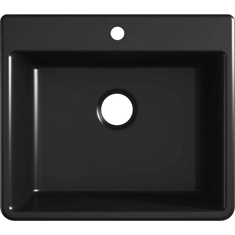 Matte Black Stone Single-Bowl Drop-In Kitchen Sink