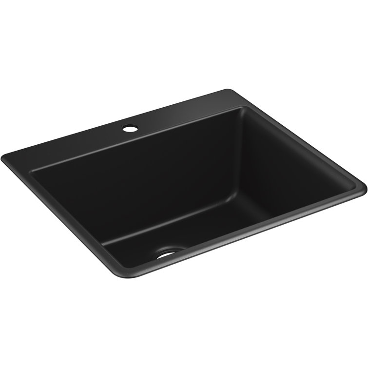 Matte Black Stone Single-Bowl Drop-In Kitchen Sink