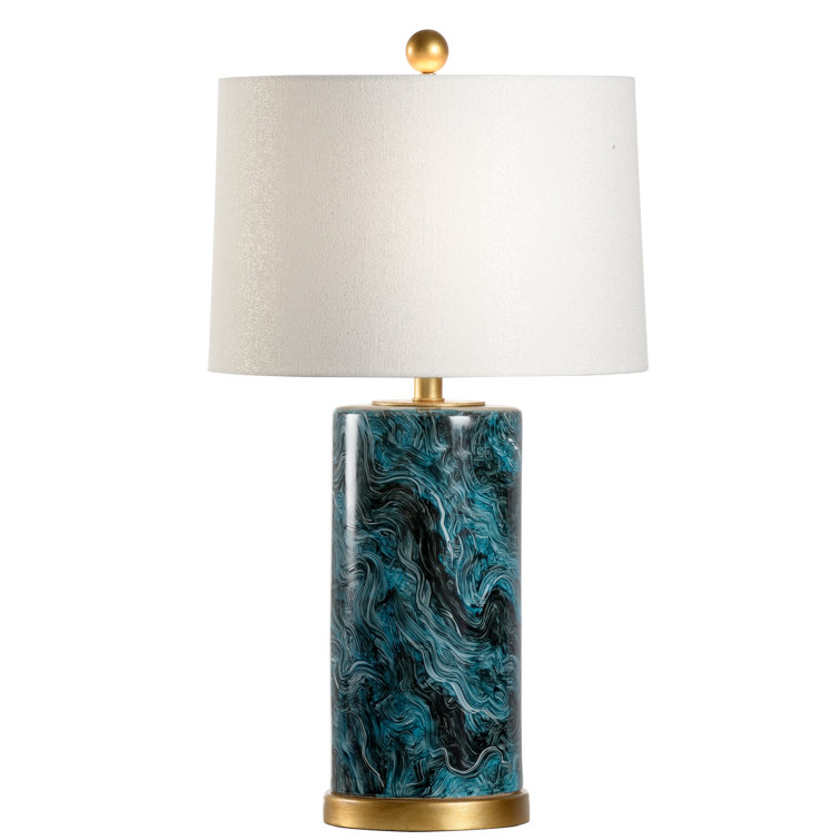 Chelsea House Malachite Green Ceramic Table Lamp with Silkette Shade