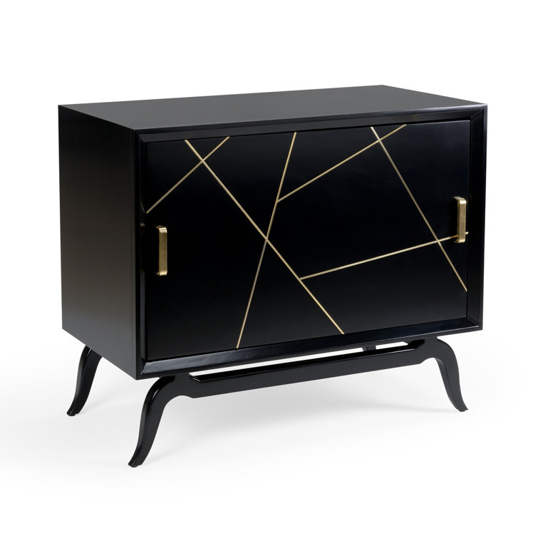 Wildwood Sinatra Black and Red Revolving Door Accent Cabinet