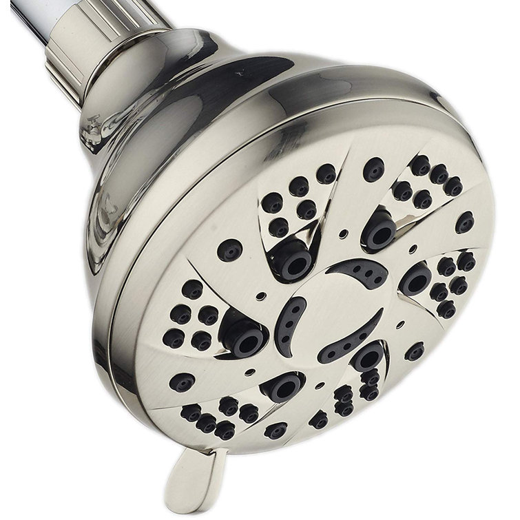 Brushed Nickel Adjustable 6-Setting Wall Mounted Shower Head
