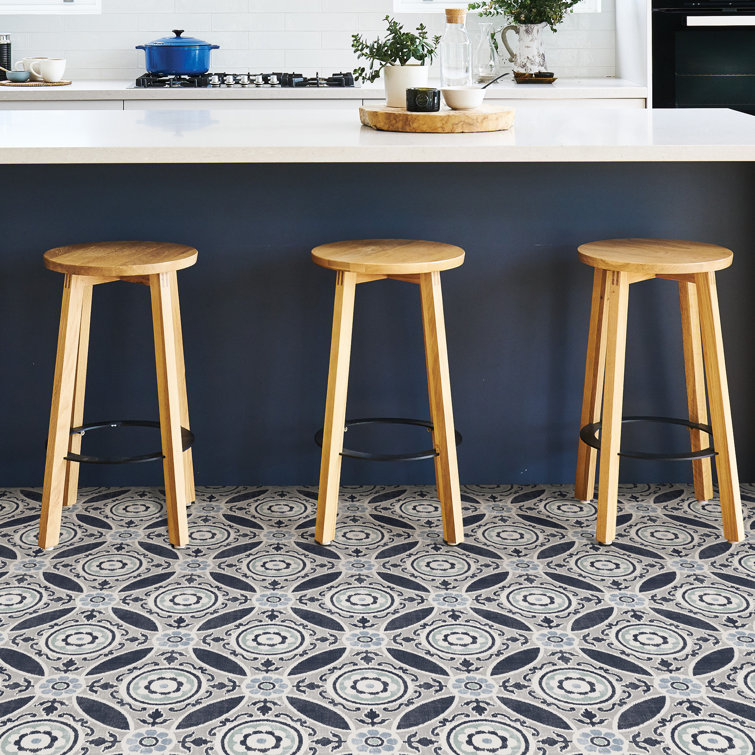 Sienna 12" x 12" Grey and Blue Peel and Stick Floor Tiles