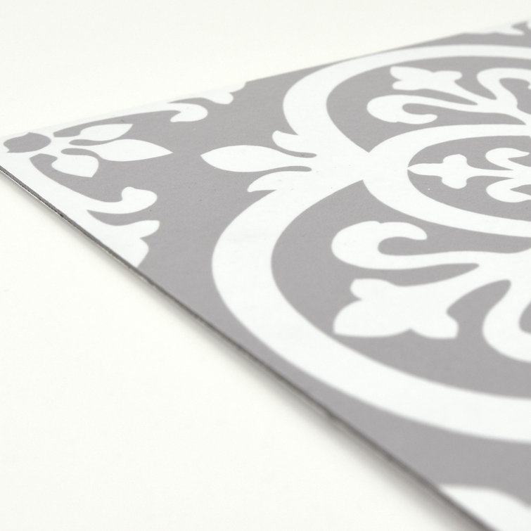Gray and White Vinyl Peel and Stick Floor Tiles Pack of 10