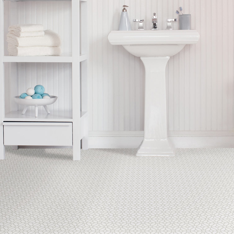 Lattice White and Gray 12'' x 12'' Peel and Stick Vinyl Floor Tiles