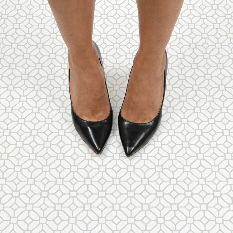 Lattice White and Gray 12'' x 12'' Peel and Stick Vinyl Floor Tiles
