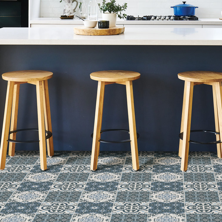 Myriad Blue and Gray Mosaic Peel & Stick Floor Tiles