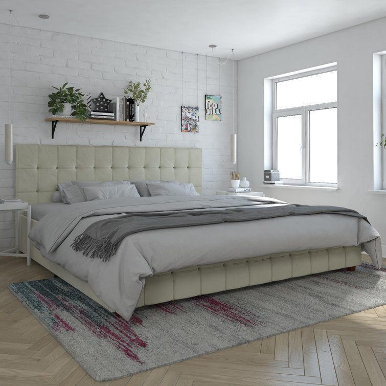 Elizabeth King Black Velvet Upholstered Storage Platform Bed