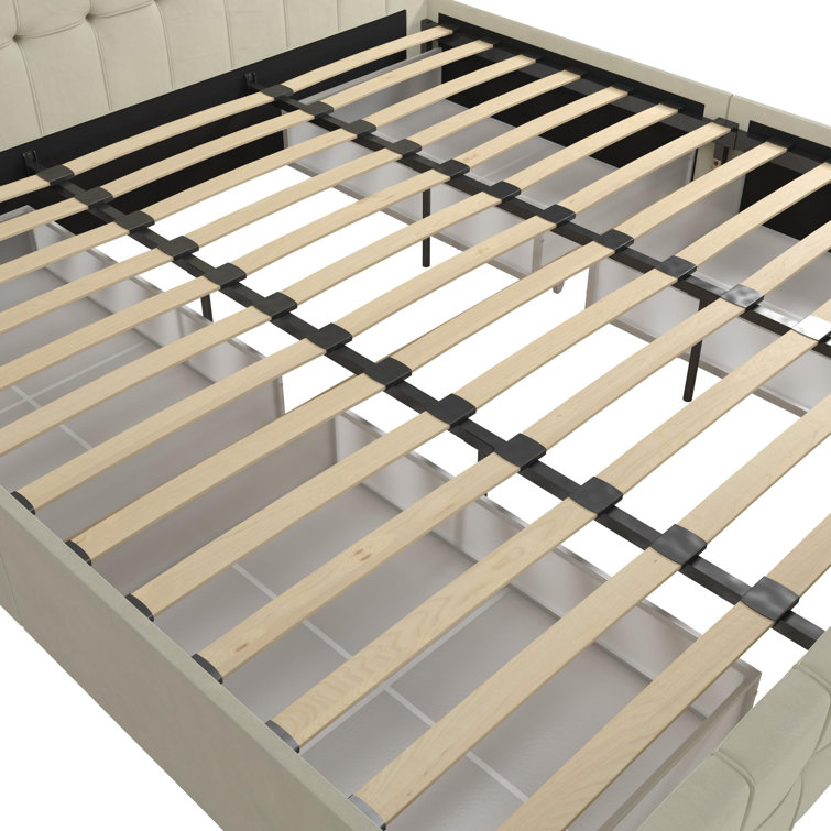 Elizabeth King Black Velvet Upholstered Storage Platform Bed