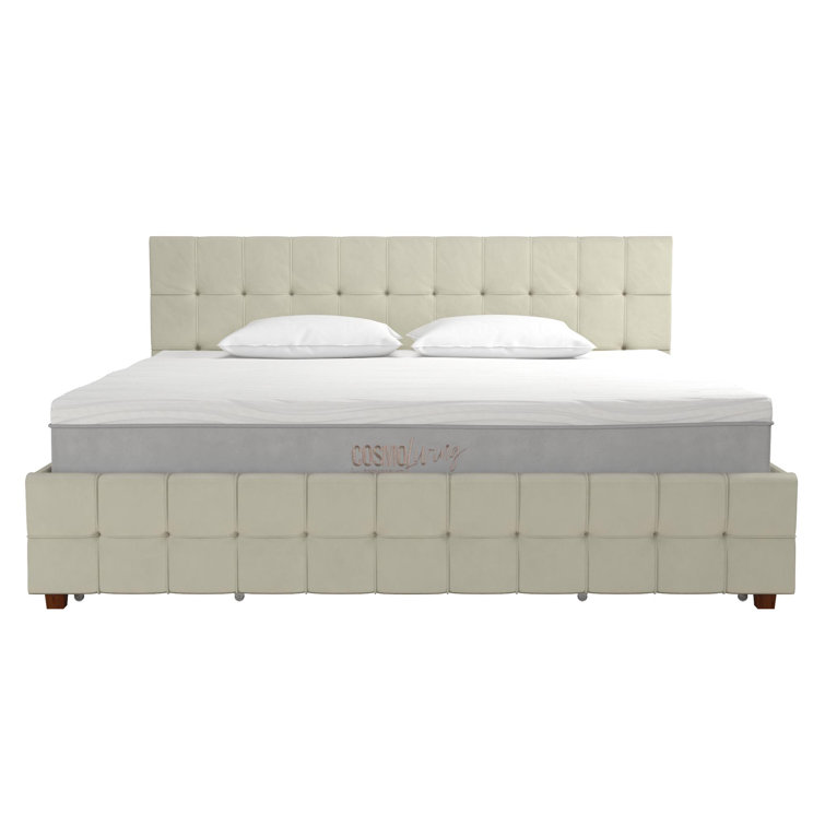 Elizabeth King Black Velvet Upholstered Storage Platform Bed