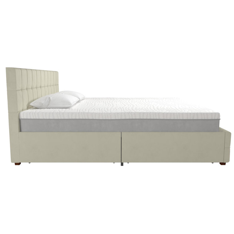 Elizabeth King Black Velvet Upholstered Storage Platform Bed