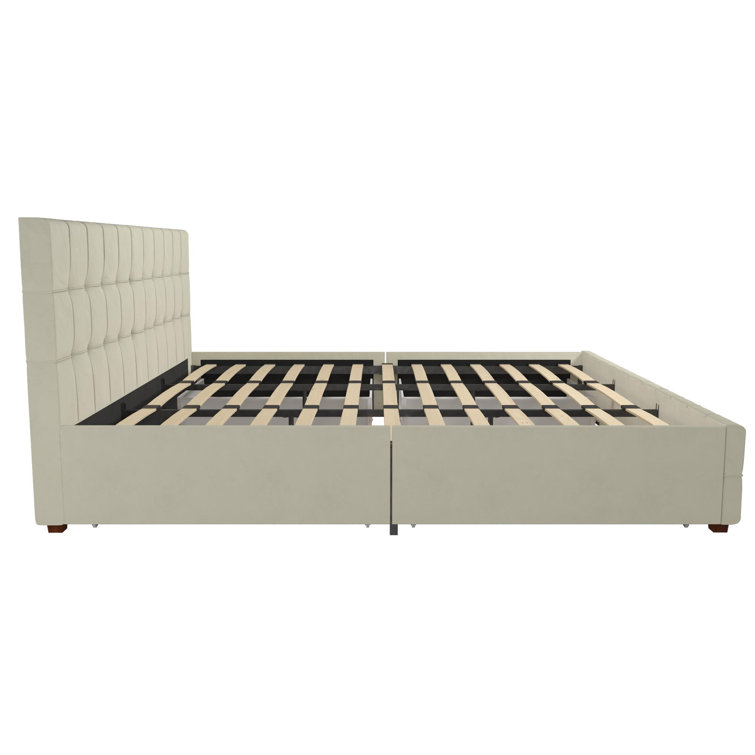 Elizabeth King Black Velvet Upholstered Storage Platform Bed