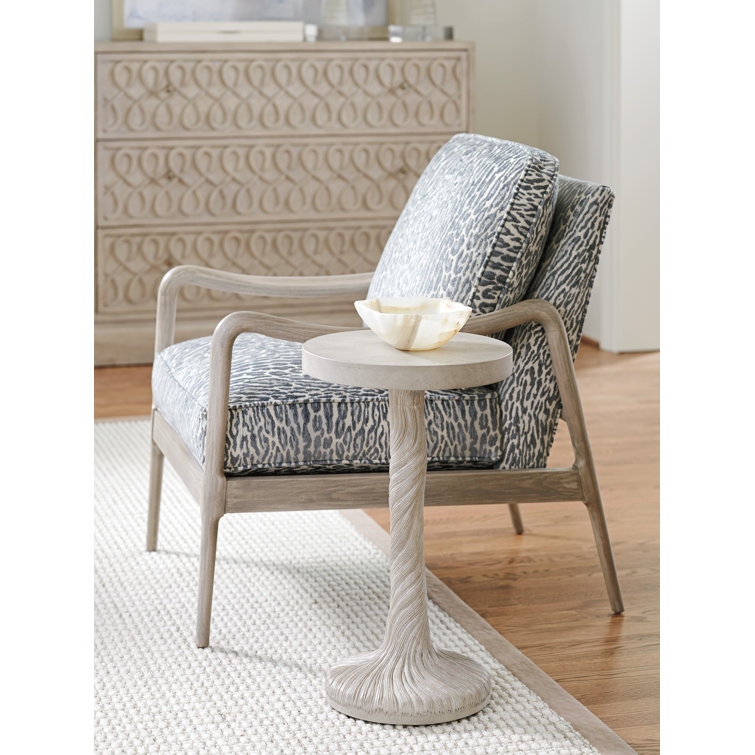 Beige Round Concrete Top Accent Table
