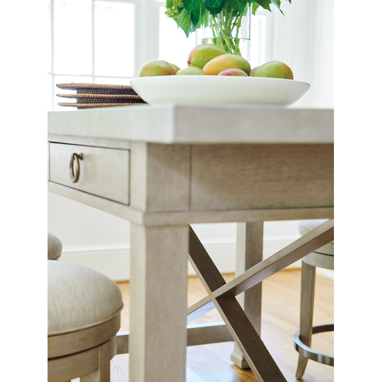 Beige Rectangular Wood Counter Height Dining Table