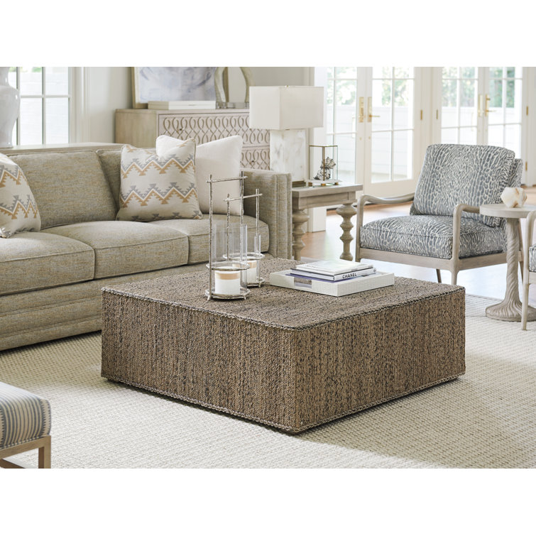 Malibu 44'' Square Brown Anakao Rope Outdoor Coffee Table with Storage