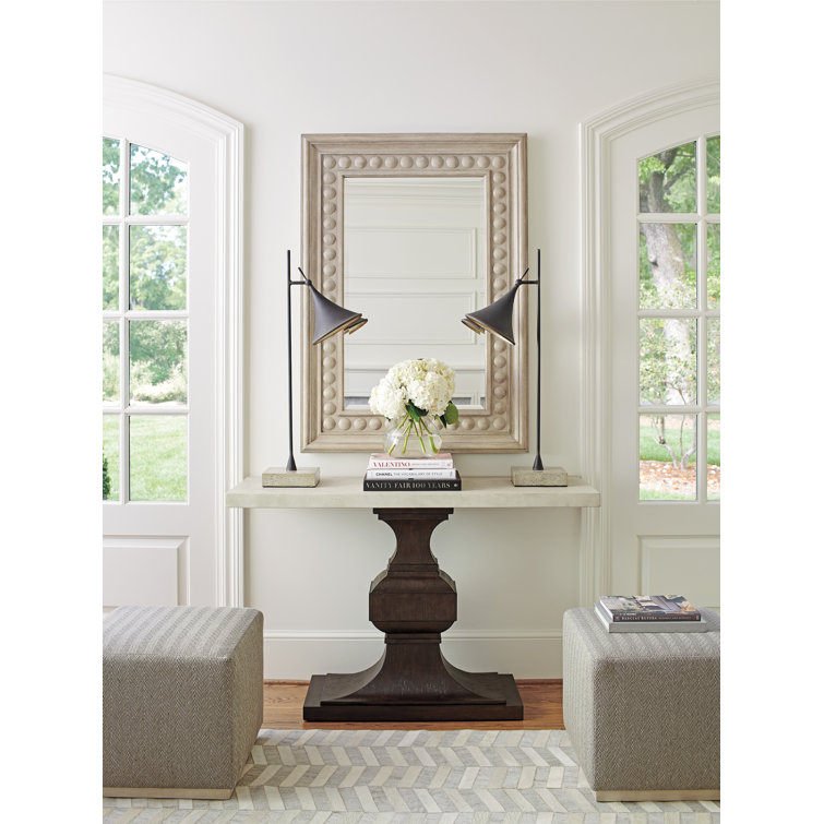 Malibu Transitional 54'' Brown/Cream Stone & Wood Console Table