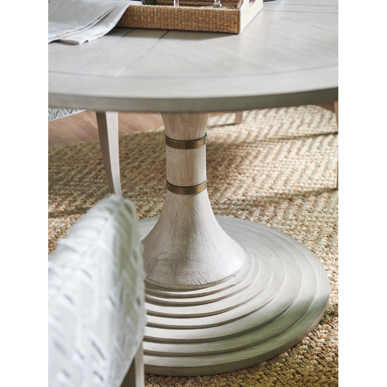 Beige Round Hickory Veneer Contemporary Dining Table
