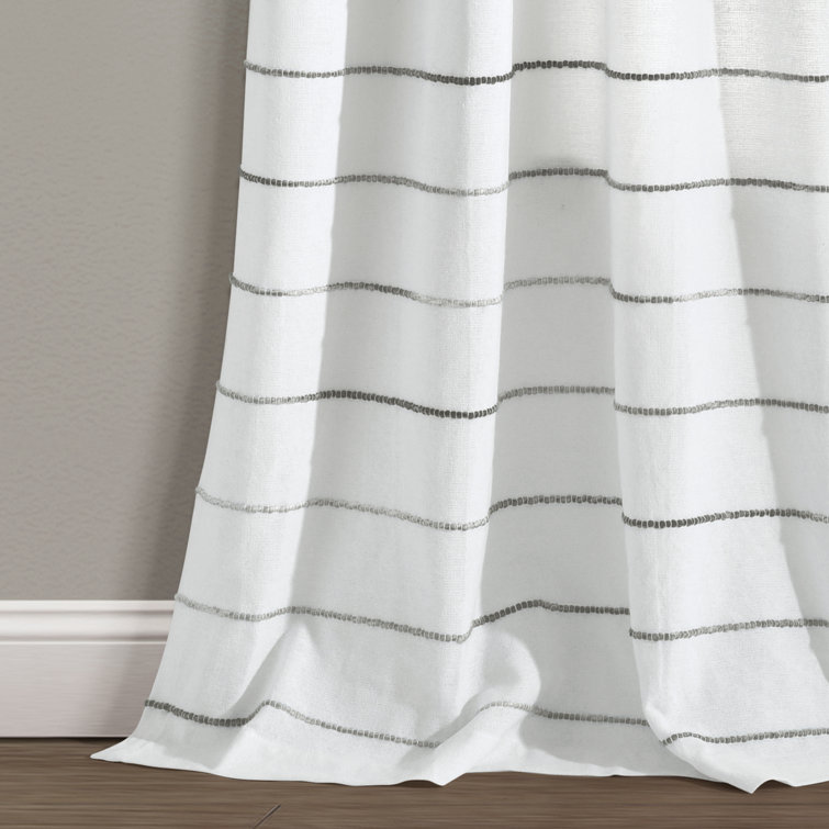 Gray Ombre Stripe Cotton Polyester Light-Filtering Curtains
