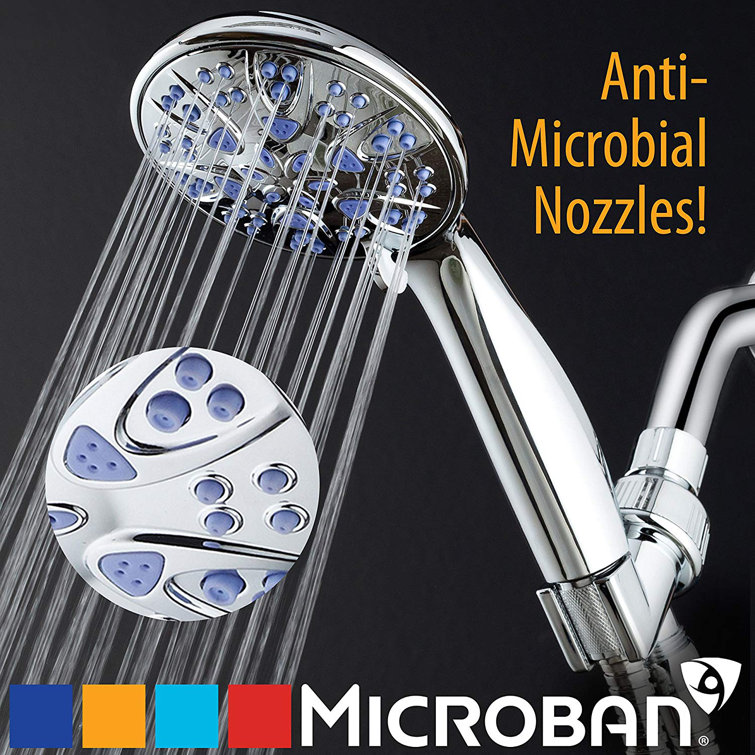 Chrome Antimicrobial Handheld Shower Head with Multiple Spray Settings