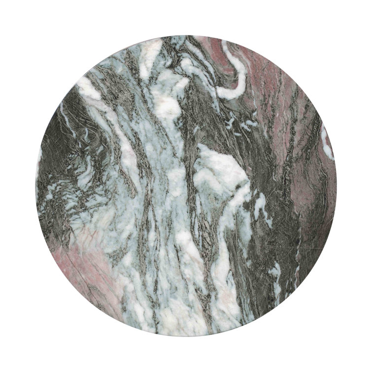 Gray Marble Finish Round Concrete Side Table